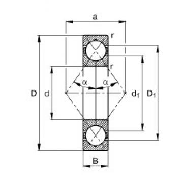 35 mm x 80 mm x 21 mm  FAG QJ307-TVP Rolamentos de esferas de contacto angular