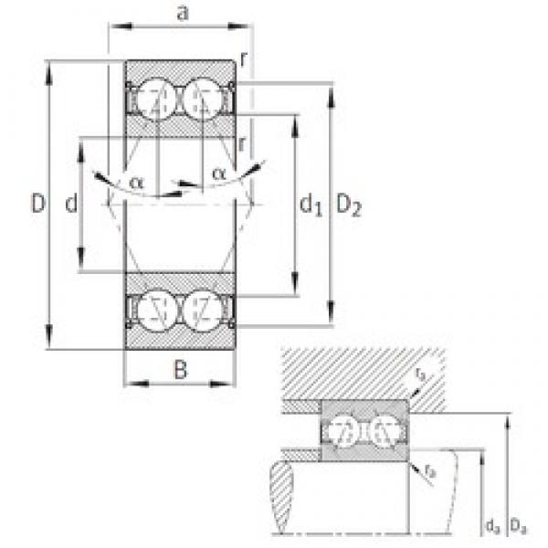 35 mm x 80 mm x 34,9 mm  FAG 3307-B-2Z-TVH Rolamentos de esferas de contacto angular #1 image